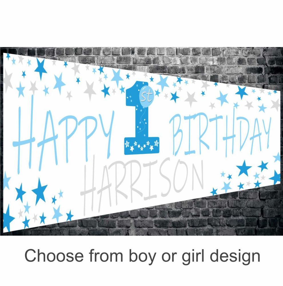 1st Birthday - All Stars Theme Personalised Banner